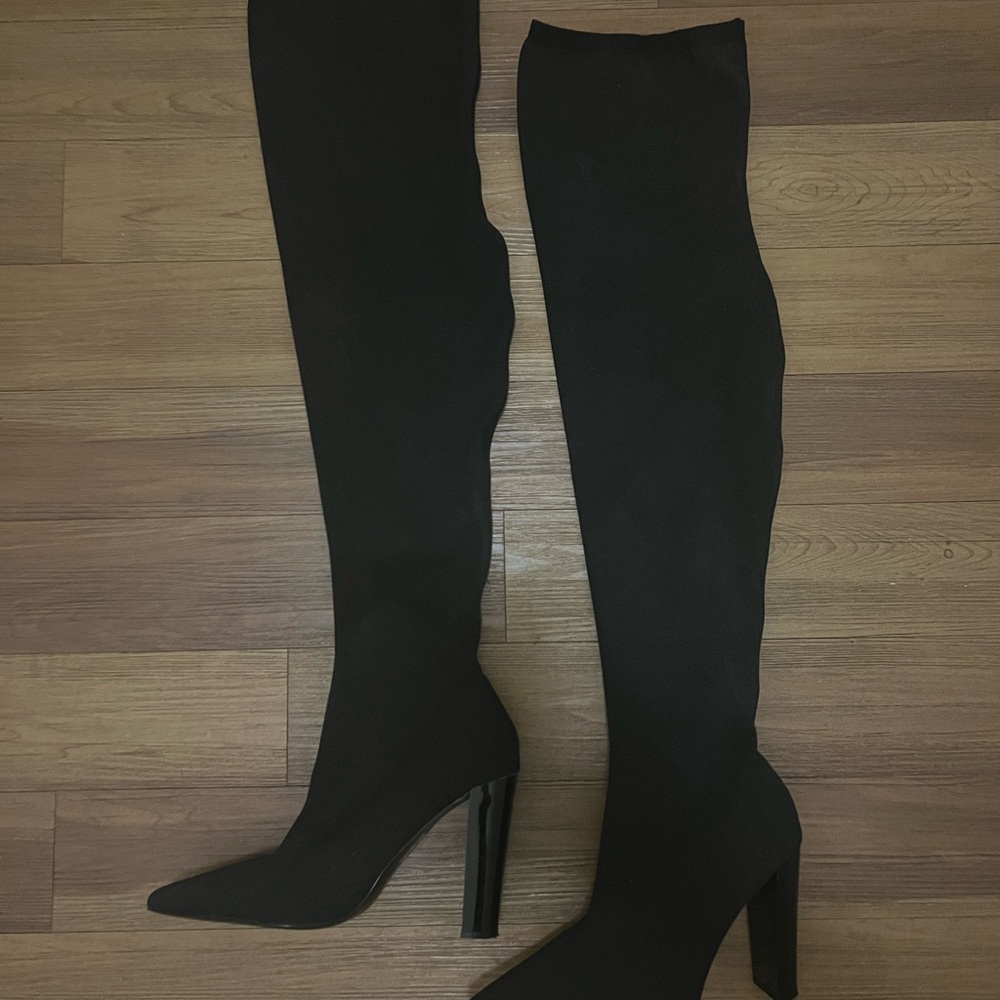 ASOS Black Over the Knee Boots Wide Fit Wide Leg Size 9